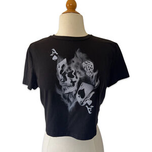 Skull Black Crop Top A’s dice play cards M/L